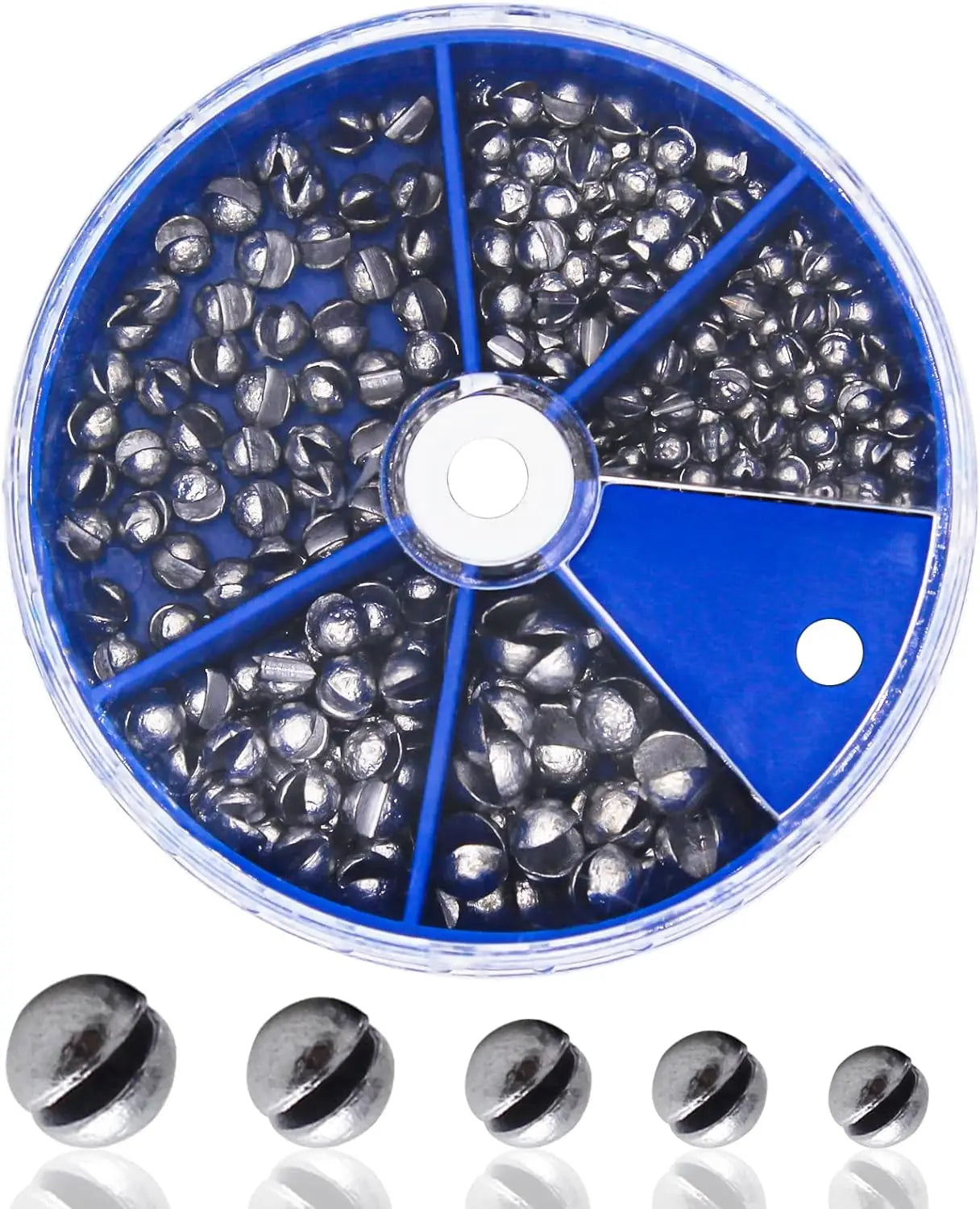 205pcs/117pcs/78pcs Weight Sinkers 5 Sizes/6 Sizes Lead Weights Round Split Shot Sinker Removable Fishing Weights Sinkers
