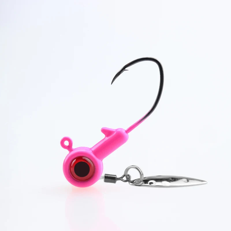 1.75g 3.5g 5g Crappie Jig Heads Fishing Hook, Big Eye Jig Head with Spinner Blade Jigs for Bass