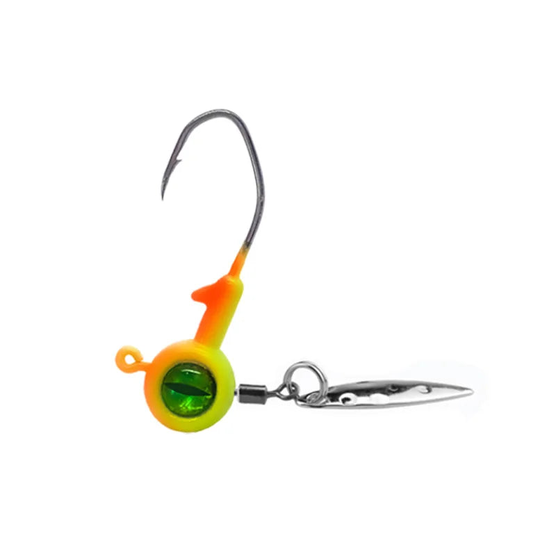 1.75g 3.5g 5g Crappie Jig Heads Fishing Hook, Big Eye Jig Head with Spinner Blade Jigs for Bass
