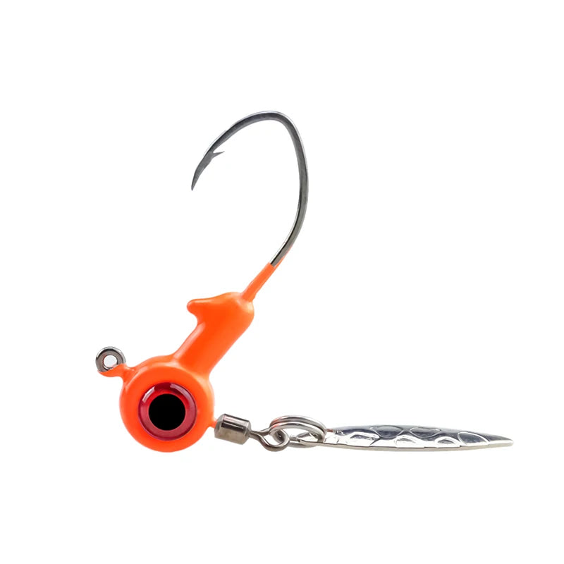1.75g 3.5g 5g Crappie Jig Heads Fishing Hook, Big Eye Jig Head with Spinner Blade Jigs for Bass