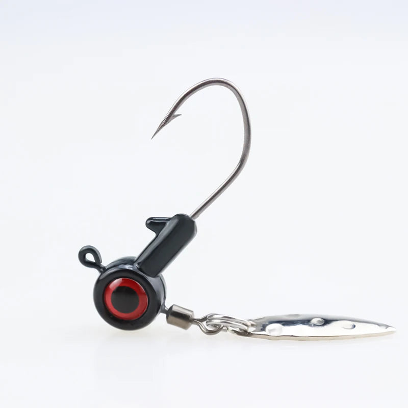 1.75g 3.5g 5g Crappie Jig Heads Fishing Hook, Big Eye Jig Head with Spinner Blade Jigs for Bass