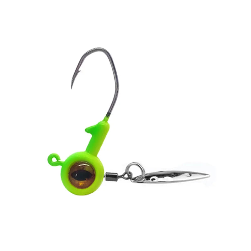 1.75g 3.5g 5g Crappie Jig Heads Fishing Hook, Big Eye Jig Head with Spinner Blade Jigs for Bass