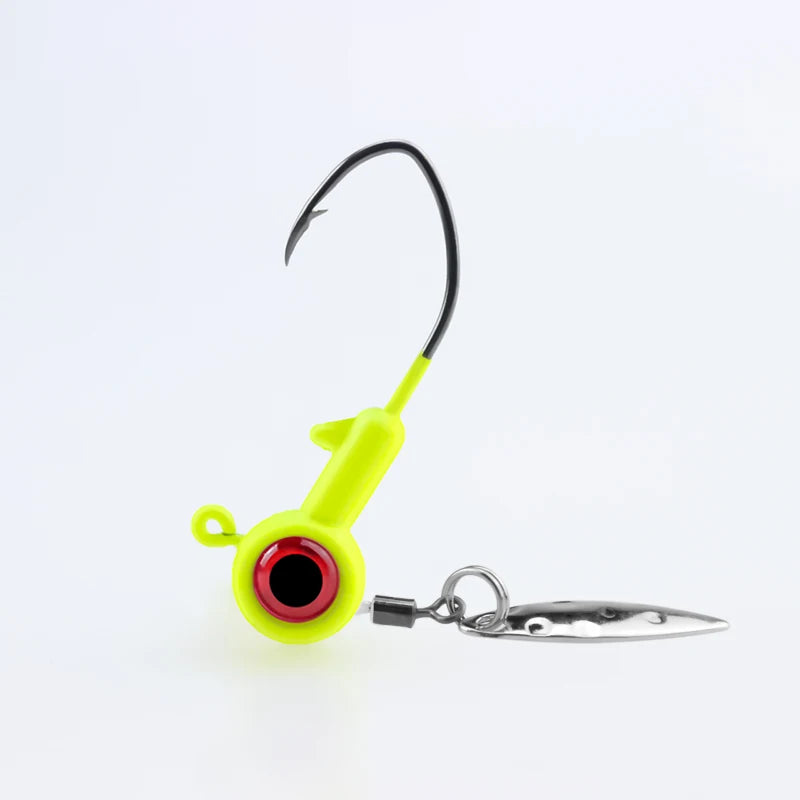1.75g 3.5g 5g Crappie Jig Heads Fishing Hook, Big Eye Jig Head with Spinner Blade Jigs for Bass